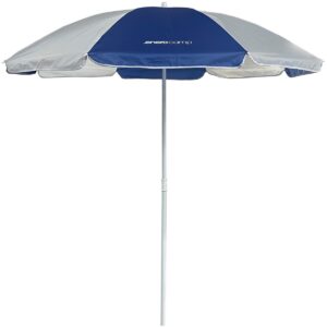 Umbrela plaja sau balcon cu inclinare, tija metalica, 160 cm, alb-albastru