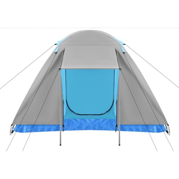 Cort camping iglu, 4 persoane, impermeabil, plasa anti-insecte, 240x210x130 cm, gri - imagine 3