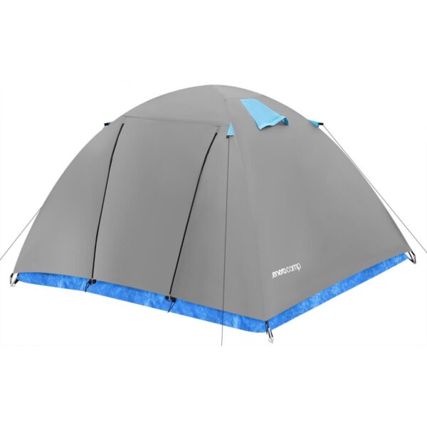 Cort camping iglu, 4 persoane, impermeabil, plasa anti-insecte, 240x210x130 cm, gri - imagine 4