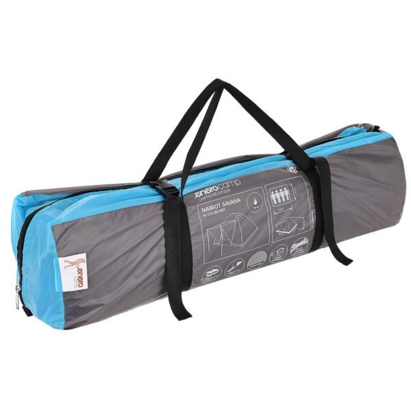 Cort camping iglu, 4 persoane, impermeabil, plasa anti-insecte, 240x210x130 cm, gri - imagine 7