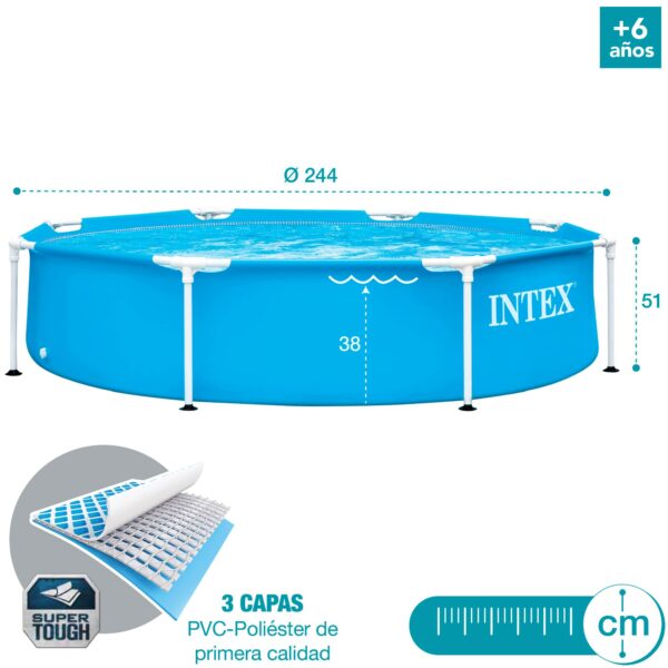 Piscina rotunda Intex cadru metalic 28205NP, 244x51 cm - imagine 5