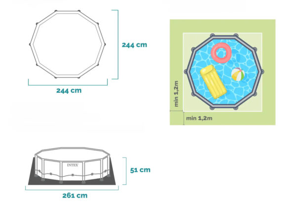 Piscina rotunda Intex cadru metalic 28205NP, 244x51 cm - imagine 6