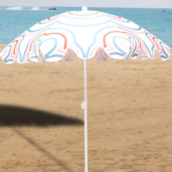 Umbrela de plaja 160 cm cu structura metalica, inclinare reglabila, husa transport, multicolor - imagine 4