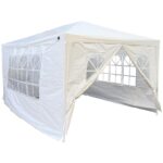 Pavilion gradina cu 4 pereti si ferestre, structura metalica, 300x400x250 cm, alb