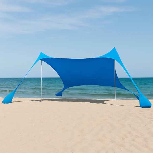 Pavilion turistic de plaja tip cort, cu structura metalica, 210x200x150 cm, albastru - imagine 5