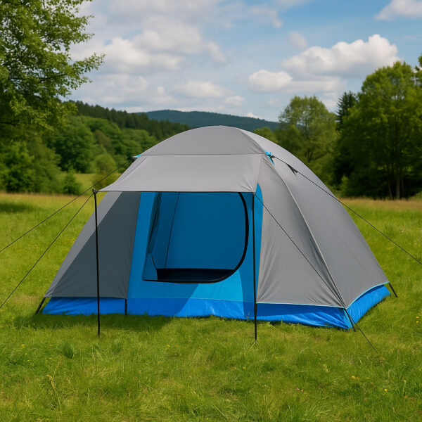 Cort camping iglu, 4 persoane, impermeabil, plasa anti-insecte, 240x210x130 cm, gri - imagine 10