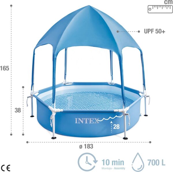 Piscina rotunda cu cadru meltalic si parasolar Canopy Intex 28290NP, D183xH38 cm - imagine 4