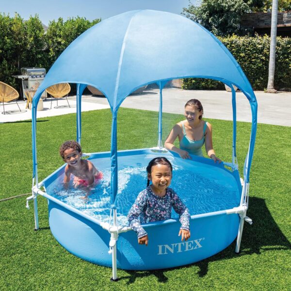 Piscina rotunda cu cadru meltalic si parasolar Canopy Intex 28290NP, D183xH38 cm - imagine 2