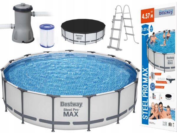 Piscina rotunda cadru metalic Bestway, Steel Pro MAX, 457 x 107 cm, cu toate accesoriile - imagine 13