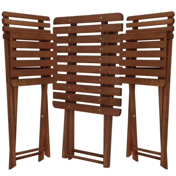 Set mobilier balcon sau terasa din lemn de fag, pliabil, masa 52x51x65 cm si 2 scaune, maro inchis - imagine 2