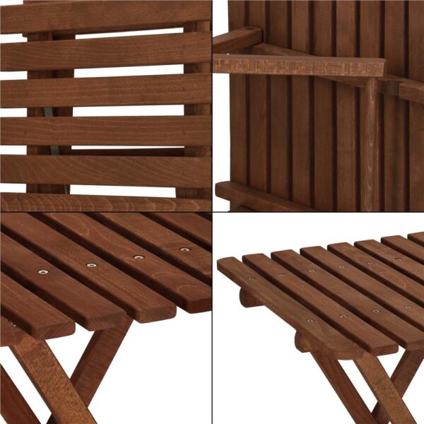 Set mobilier balcon sau terasa din lemn de fag, pliabil, masa 52x51x65 cm si 2 scaune, maro inchis - imagine 22