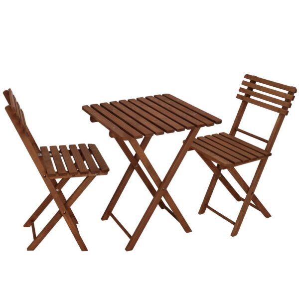 Set mobilier balcon sau terasa din lemn de fag, pliabil, masa 52x51x65 cm si 2 scaune, maro inchis - imagine 23