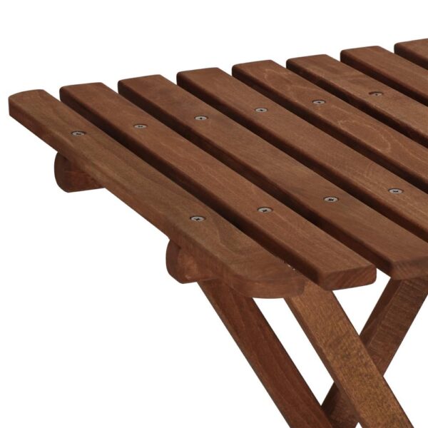 Set mobilier balcon sau terasa din lemn de fag, pliabil, masa 52x51x65 cm si 2 scaune, maro inchis - imagine 6