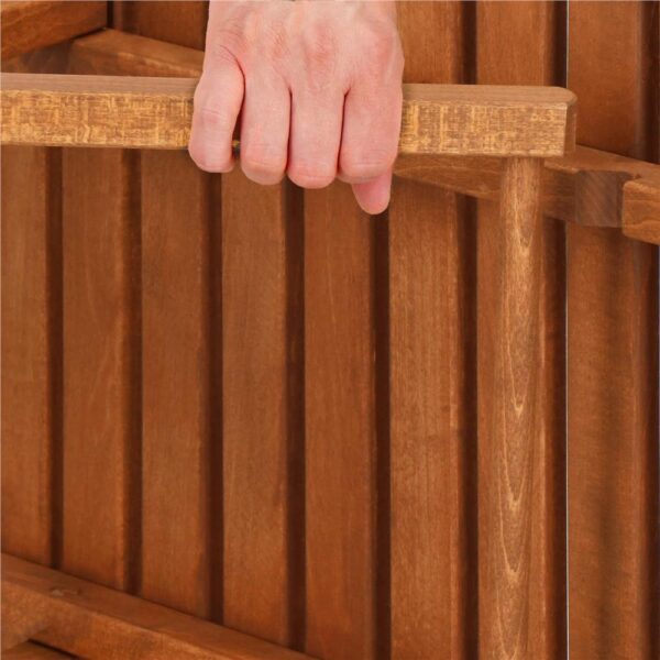 Set mobilier balcon sau terasa din lemn de fag, pliabil, masa 52x51x65 cm si 2 scaune, maro - imagine 15