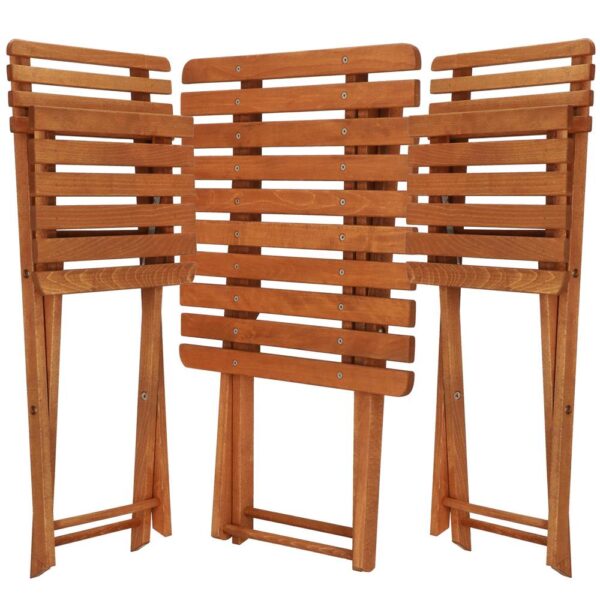 Set mobilier balcon sau terasa din lemn de fag, pliabil, masa 52x51x65 cm si 2 scaune, maro - imagine 5