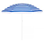 Umbrela de plaja pliabila cu inclinare reglabila, diametru 180 cm, albastru si alb