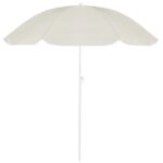 Umbrela de plaja pliabila cu inclinare reglabila, diametru 160 cm, bej