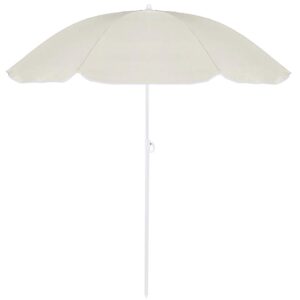 Umbrela de plaja pliabila cu inclinare reglabila, diametru 160 cm, bej