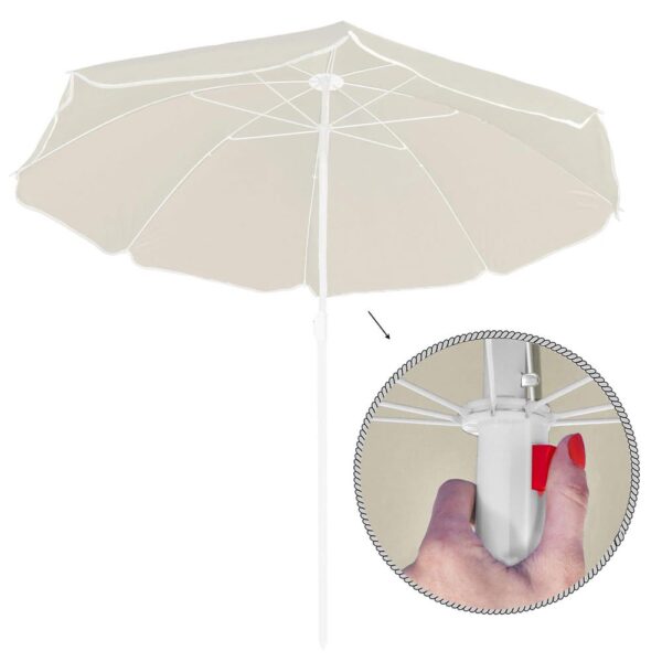 Umbrela de plaja pliabila cu inclinare reglabila, diametru 160 cm, bej - imagine 13