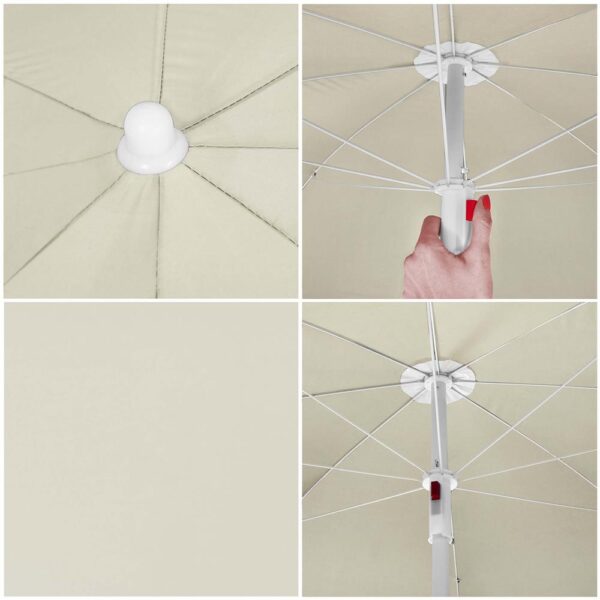 Umbrela de plaja pliabila cu inclinare reglabila, diametru 160 cm, bej - imagine 19