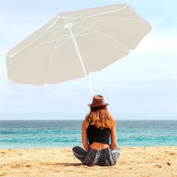 Umbrela de plaja pliabila cu inclinare reglabila, diametru 160 cm, bej - imagine 22