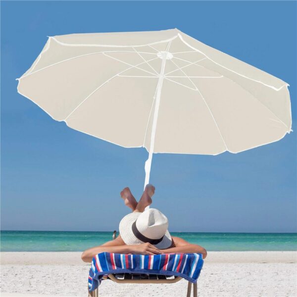 Umbrela de plaja pliabila cu inclinare reglabila, diametru 160 cm, bej - imagine 23