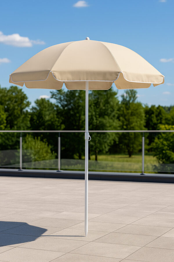 Umbrela de plaja pliabila cu inclinare reglabila, diametru 160 cm, bej - imagine 28
