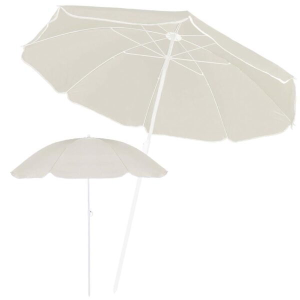 Umbrela de plaja pliabila cu inclinare reglabila, diametru 160 cm, bej - imagine 4