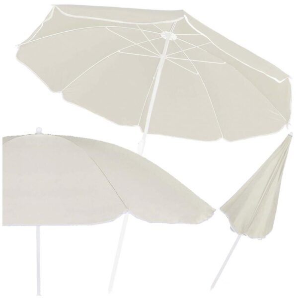 Umbrela de plaja pliabila cu inclinare reglabila, diametru 160 cm, bej - imagine 5