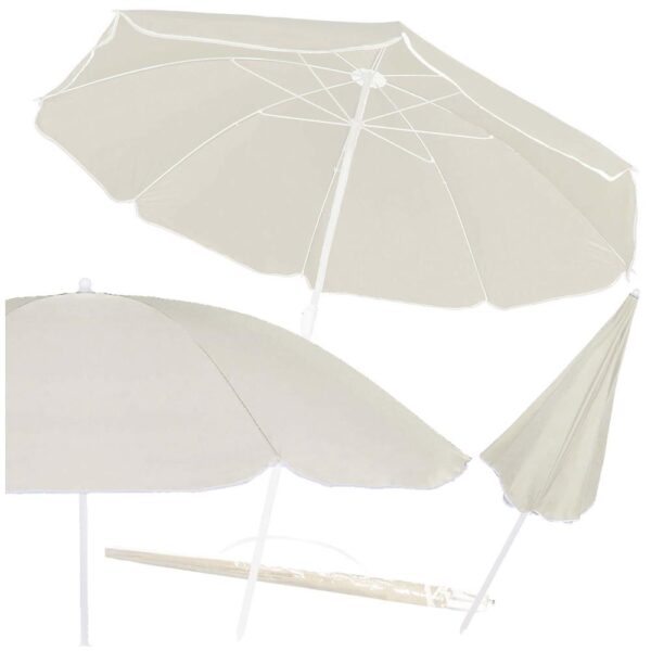 Umbrela de plaja pliabila cu inclinare reglabila, diametru 160 cm, bej - imagine 8