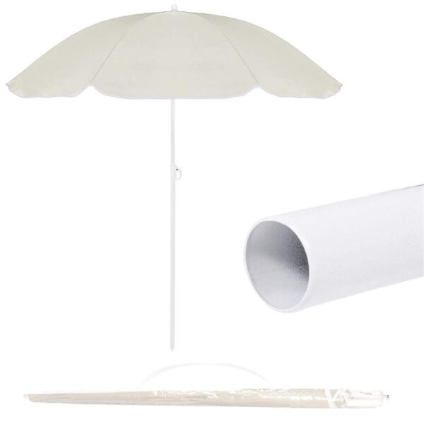 Umbrela de plaja pliabila cu inclinare reglabila, diametru 160 cm, bej - imagine 9