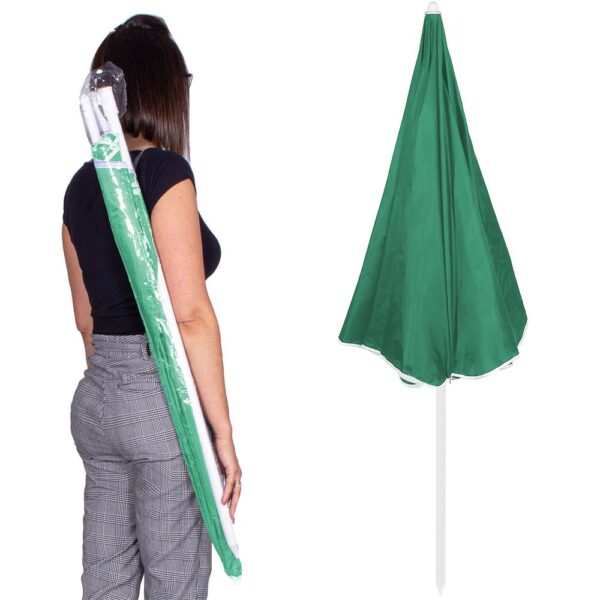 Umbrela de plaja pliabila cu inclinare reglabila, diametru 160 cm, verde - imagine 14