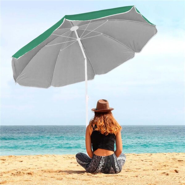 Umbrela de plaja pliabila cu inclinare reglabila, diametru 160 cm, verde - imagine 17