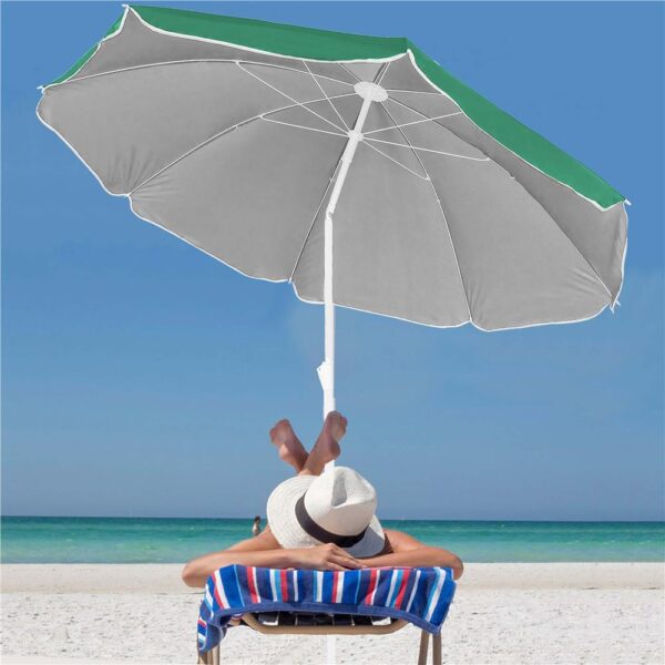 Umbrela de plaja pliabila cu inclinare reglabila, diametru 160 cm, verde - imagine 18