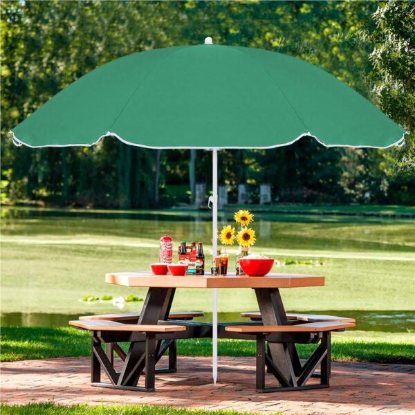 Umbrela de plaja pliabila cu inclinare reglabila, diametru 160 cm, verde - imagine 19