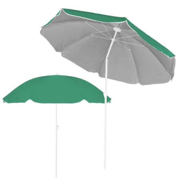 Umbrela de plaja pliabila cu inclinare reglabila, diametru 160 cm, verde - imagine 2