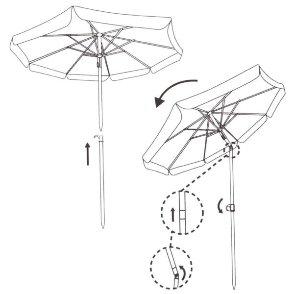 Umbrela de plaja pliabila cu inclinare reglabila, diametru 160 cm, verde - imagine 22