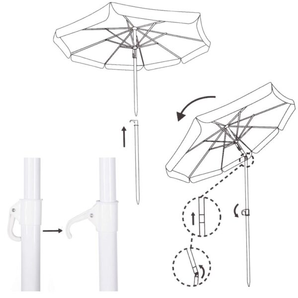 Umbrela de plaja pliabila cu inclinare reglabila, diametru 160 cm, verde - imagine 23