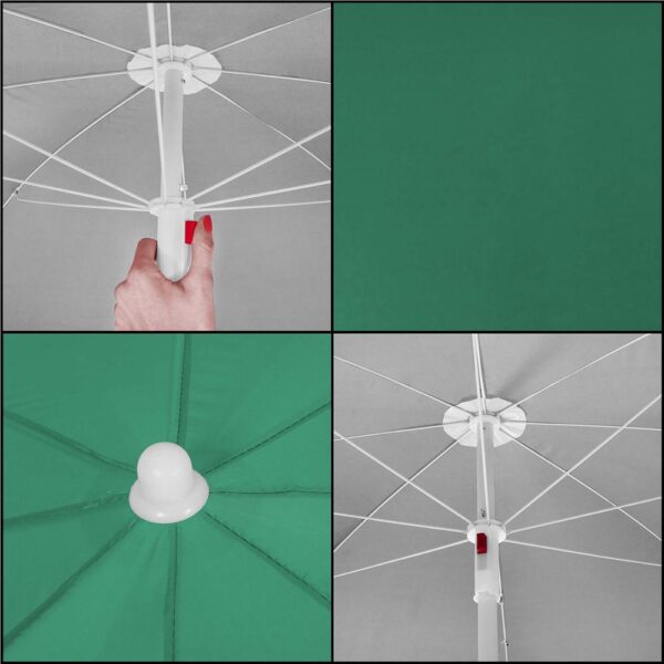 Umbrela de plaja pliabila cu inclinare reglabila, diametru 160 cm, verde - imagine 24