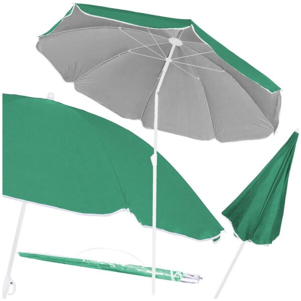 Umbrela de plaja pliabila cu inclinare reglabila, diametru 160 cm, verde - imagine 5