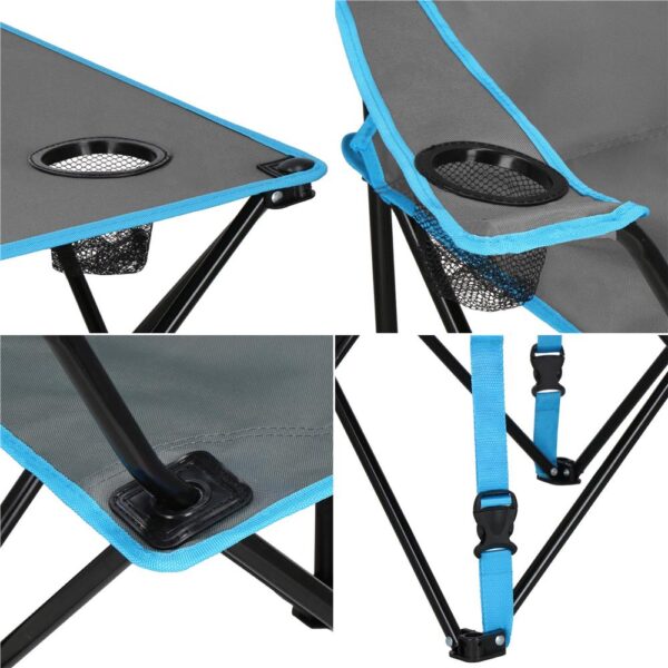 Set masa pliabila cu 2 scaune, structura metalica, husa transport, 47x47x45 cm, gri - imagine 4
