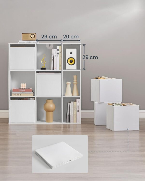 SONGMICS Etajera modulara 9 compartimente cu 6 sertare, PAL si MDF, 83x27x92 cm, alb - imagine 4