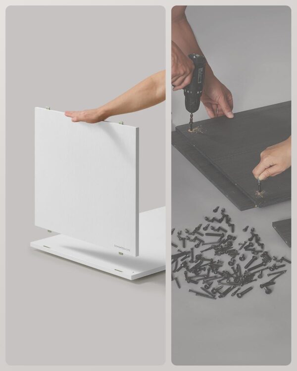 SONGMICS Etajera modulara 9 compartimente cu 6 sertare, PAL si MDF, 83x27x92 cm, alb - imagine 6