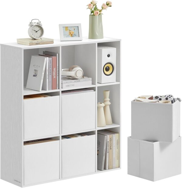 SONGMICS Etajera modulara 9 compartimente cu 6 sertare, PAL si MDF, 83x27x92 cm, alb - imagine 7