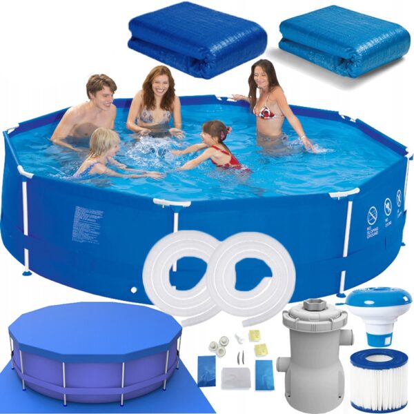 Piscina cadru metalic Avenli, 300x76 cm, 4.400 litri, cu toate accesoriile - imagine 8