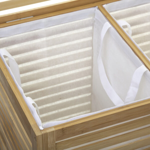 Cos rufe 5Five Sicela din bambus, 2 compartimente, capacitate 100L, 58x40x60 cm, natur - imagine 4