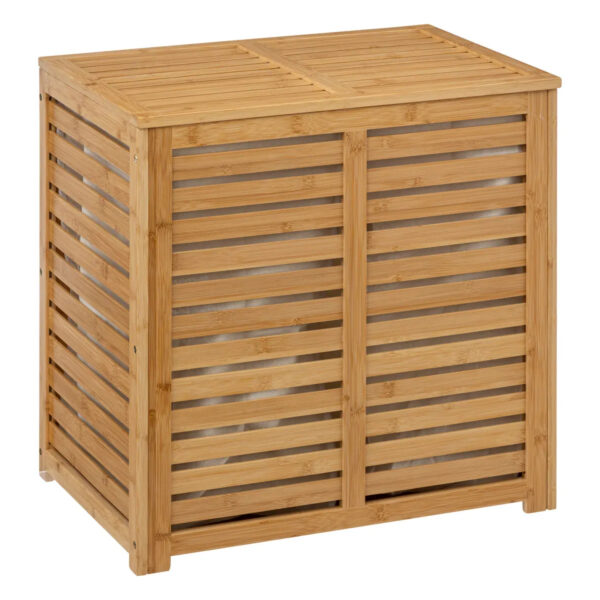 Cos rufe 5Five Sicela din bambus, 2 compartimente, capacitate 100L, 58x40x60 cm, natur