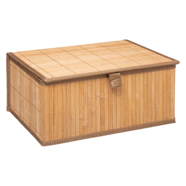 Set 3 cutii dreptunghiulare 5Five din bambus, marimi S-M-L, 32x25x16 cm, natur - imagine 2