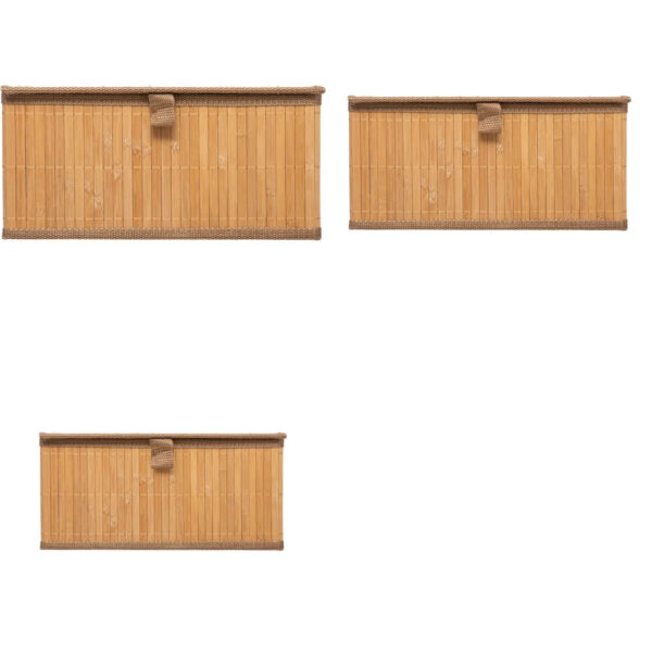 Set 3 cutii dreptunghiulare 5Five din bambus, marimi S-M-L, 32x25x16 cm, natur - imagine 5