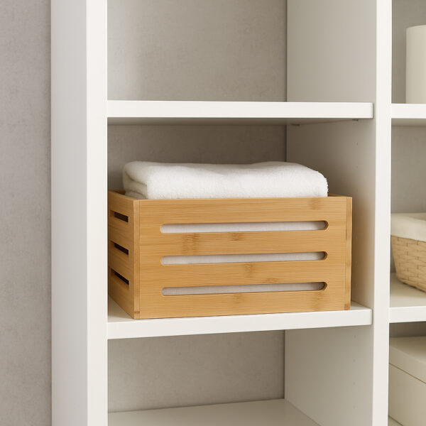 Cos depozitare 5Five din bambus masiv, 31x15x31 cm, natur - imagine 3